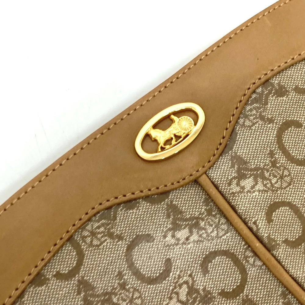CELINE Macadam Shoulder Bag Handbag Crossbody Leather Beige - Picture 9 of 14